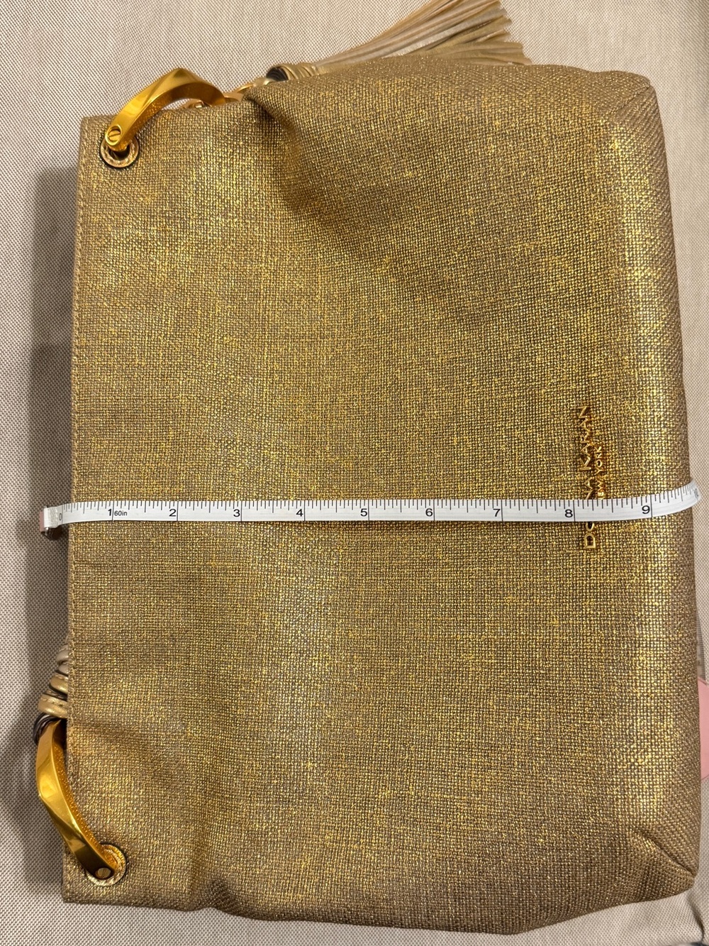 🦋 Donna Karan| Glenwood Small Gold Metallic Shoulder Bag NWOT (includes dustbag) - Picture 12 of 13